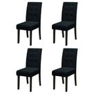 Conjunto Com 4 Cadeiras Estofada Sala de Jantar Dubai Castanho / Preto Dobuê