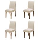 Conjunto Com 4 Cadeiras Estofada Sala De Jantar Trieste Siena Cedro / Areia Dobuê Cedro
