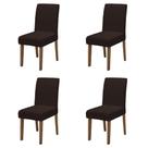 Conjunto Com 4 Cadeiras Estofada Sala De Jantar Trieste Siena Cedro / Marrom Dobuê Cedro