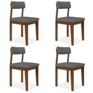 Conjunto Com 4 Cadeiras Estofadas Utah Freijó/s.cinza - M.a