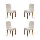 Conjunto com 4 Cadeiras Grecia Veludo Imbuia e Creme