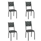 Conjunto Com 4 Cadeiras Tubular Diana Preto Fosco Assento Mosaico Artefamol Preto Fosc