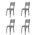 Conjunto Com 4 Cadeiras Tubular Europa 141 Preto Fosco Assento Platina Artefamol