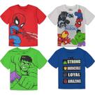 Conjunto com 4 Camisetas Infantis Marvel Avengers Tamanho 6