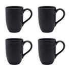 Conjunto Com 4 Canecas 350Ml Flat Preto Acetinado Oxford