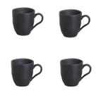Conjunto Com 4 Canecas Café Chá Cafeteria Orgânica Preto Matte