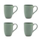 Conjunto Com 4 Canecas De Cerâmica Flat 350Ml Verde Oxford