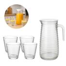 Conjunto Com 4 Copos 220ml Vidro Transparente 1 Jarra 800ml Resistente Conjunto Com 4 Copos 220ml Vidro Transparente 1 Jarra 800ml Resistente