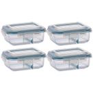 Conjunto Com 4 Potes 640ml Divisória Hermético Marmita