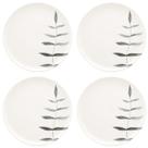 Conjunto Com 4 Pratos Rasos 26Cm Flat Samambaia Branco Oxford