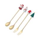 Conjunto com 4 talheres de natal dourado enfeites rio master Conjunto com 4 talheres de natal dourado enfeites rio master