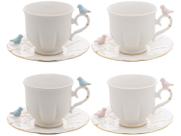 Conjunto com 4 Xícaras de Chá com Pires Birds em Porcelana/Wolff - 200 ml