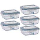 Conjunto Com 5 Potes 640ml Divisória Hermético Marmita