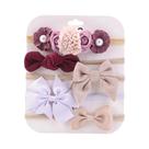 Conjunto com 5 Tiaras de Malha para Bebê - Laços Elásticos e Flores Delicadas