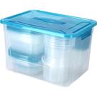 Conjunto com 50 caixas organizadores com tampa transparente / azul casual home