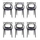 Conjunto Com 6 Cadeiras Allegra Preta Polipropileno Salna