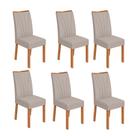 Conjunto com 6 Cadeiras Apogeu Linho Cinza e Amêndoa