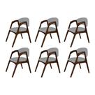Conjunto com 6 Cadeiras de Jantar Estofada Gabriela Mel Linho Cinza