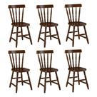 Conjunto Com 6 Cadeiras De Jantar Madeira Maciça Multimóveis Cr50089 Castanho Castanho