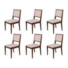 Conjunto com 6 Cadeiras de Jantar Suellen em Madeira e Mdf Castanho Linho Bege Conjunto com 6 Cadeiras de Jantar Suellen em Madeira e Mdf Castanho Linho Bege