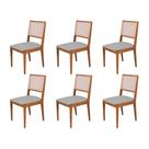 Conjunto com 6 Cadeiras de Jantar Suellen em Madeira e Mdf Cerejeira Linho Cinza Prata Conjunto com 6 Cadeiras de Jantar Suellen em Madeira e Mdf Cerejeira Linho Cinza Prata