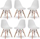 Conjunto com 6 Cadeiras Eiffel Brancas Design Moderno com Base de Madeira Pé Palito