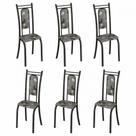 Conjunto com 6 Cadeiras Paris Martelado Grafite Teixeira