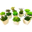 Conjunto com 6 Vasos de Cerâmica e Mini Suculentas Artificiais - Decore com Charme e Elegância!