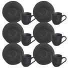 Conjunto Com 6 Xícaras De Café E Pires Orgânico Preto Matte 100ml Porto Brasil