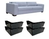 Conjunto com 8 Pés Cantoneira Preto Plástico de 5cm - Renovação Rápida para Sofás e Móveis