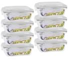 Conjunto Com 8 Potes Vidro 1040ml Hermético Marmita 4 Travas