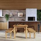 Conjunto com Banco 180 cm e Mesa de Jantar Retangular Corona Mel 180 cm Conjunto com Banco 180 cm e Mesa de Jantar Retangular Corona Mel 180 cm