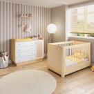 Conjunto com Berço 2 em 1 e Cômoda, Rattan e Madeira Maciça Wave Casatema MadeiraOriginals Conjunto com Berço 2 em 1 e Cômoda, Rattan e Madeira Maciça Wave Casatema MadeiraOriginals