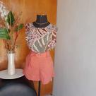 Conjunto com blusa viscolinho e short linho forrado