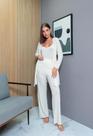 Conjunto com Calça Pantalona Regata e Cardigã Off White