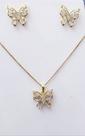 Conjunto Com Corrente E Brincos Borboletas Zircônias