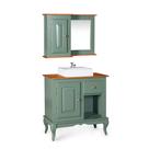 Conjunto com Gabinete para Banheiro 1 Porta 1 Gaveta com Cuba Dália e Armário de Banheiro com Espelho 1 Porta Conjunto com Gabinete para Banheiro 1 Porta 1 Gaveta com Cuba Dália e Armário de Banheiro com Espelho 1 Porta