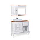 Conjunto com Gabinete para Banheiro 2 Portas 1 Gaveta com Cuba Dália e Armário de Banheiro com Espelho 1 Porta Conjunto com Gabinete para Banheiro 2 Portas 1 Gaveta com Cuba Dália e Armário de Banheiro com Espelho 1 Porta