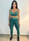 Conjunto com Legging Brocado Verde Esmeralda e Top com Zero Transparência Conjunto com Legging Brocado Verde Esmeralda e Top com Zero Transparência