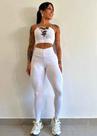 Conjunto com Legging e Top Branco em detalhe de Vaquinha e com Zero Transparência Conjunto com Legging e Top Branco em detalhe de Vaquinha e com Zero Transparência