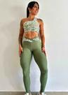 Conjunto com Legging Verde Brocado e Top Rajado Verde com Zero Transparência