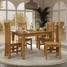Conjunto com Mesa de Jantar 120cm Retangular e 4 Cadeiras 100% Madeira Maciça Nimes Espresso Móveis