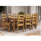 Conjunto com Mesa de Jantar 180cm Retangular e 8 Cadeiras 100% Madeira Maciça Napoli Espresso Móveis Marrom/Nogueira