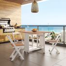 Conjunto com Mesa Dobrável e 4 Cadeiras Mdf e Madeira Maciça Fold