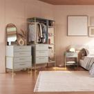Conjunto com Quarto Industrial Guarda-roupa Cômoda e Mesa de Cabeceira