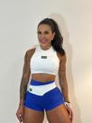 Conjunto com Short Azul do Brasil e Top Branco Brasil com Zero Transparência