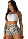 Conjunto com Short de Oncinha Verde e Top Branco com Zero Transparência