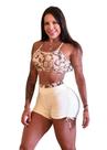 Conjunto com Short e Top Marfim com detalhe Cobra e com Zero Transparência