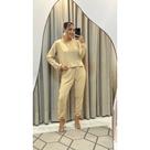 Conjunto comfy feminino, outono/inverno, blusa mullet e calça jogger duna versátil e elegante