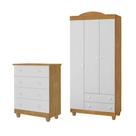 Conjunto Comoda Lara E Roupeiro Lara Em Mdf Nature / Branco